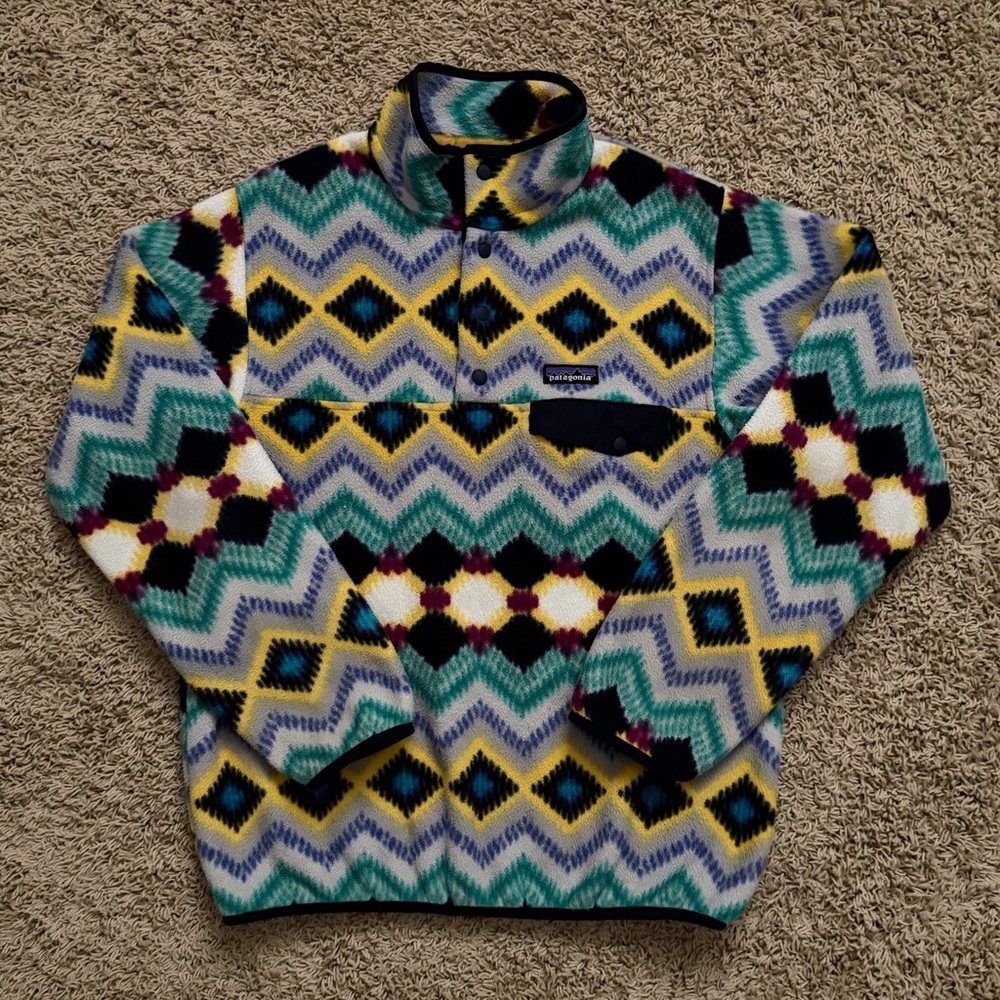 Patagonia Synchilla Pullover Snap Fleece Sweater Jacket Aztec Womens Medium RARE